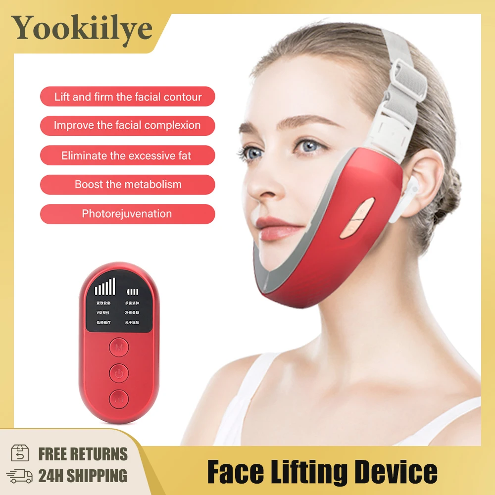 V-Line Face Lifting Device Vibration Face Massager Photon Light Therapy Ems Facial Lifting Belt Chin Lift Home Use Devices