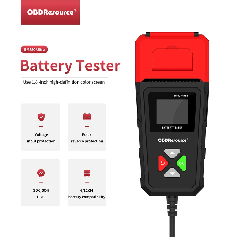 BM550Ultra Car Battery Tester with Printer 6V 12V 24V 100-2000CCA Battery Analyzer Charging Check Battery Load Tester