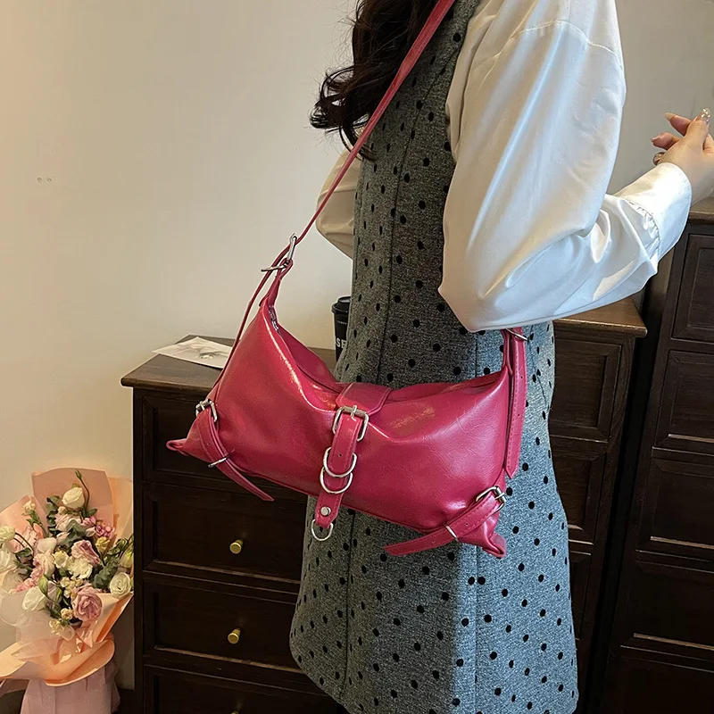 Fashion PU Leather Underarm Bags Women Clutch Handbags Single Shoulder Bag Ladies Trendy Simple Hobos Bag Female Totes