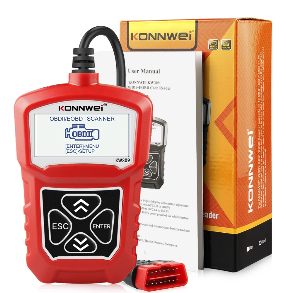 Cylinder Stethoscope KONNWEI KW309 OBD2 Engine Code Reader Automotive Car Diagnostic Tools Scanner Device EOBD Autoscanner Better Than ELM327 car battery charger Code Readers & Scanning Tools