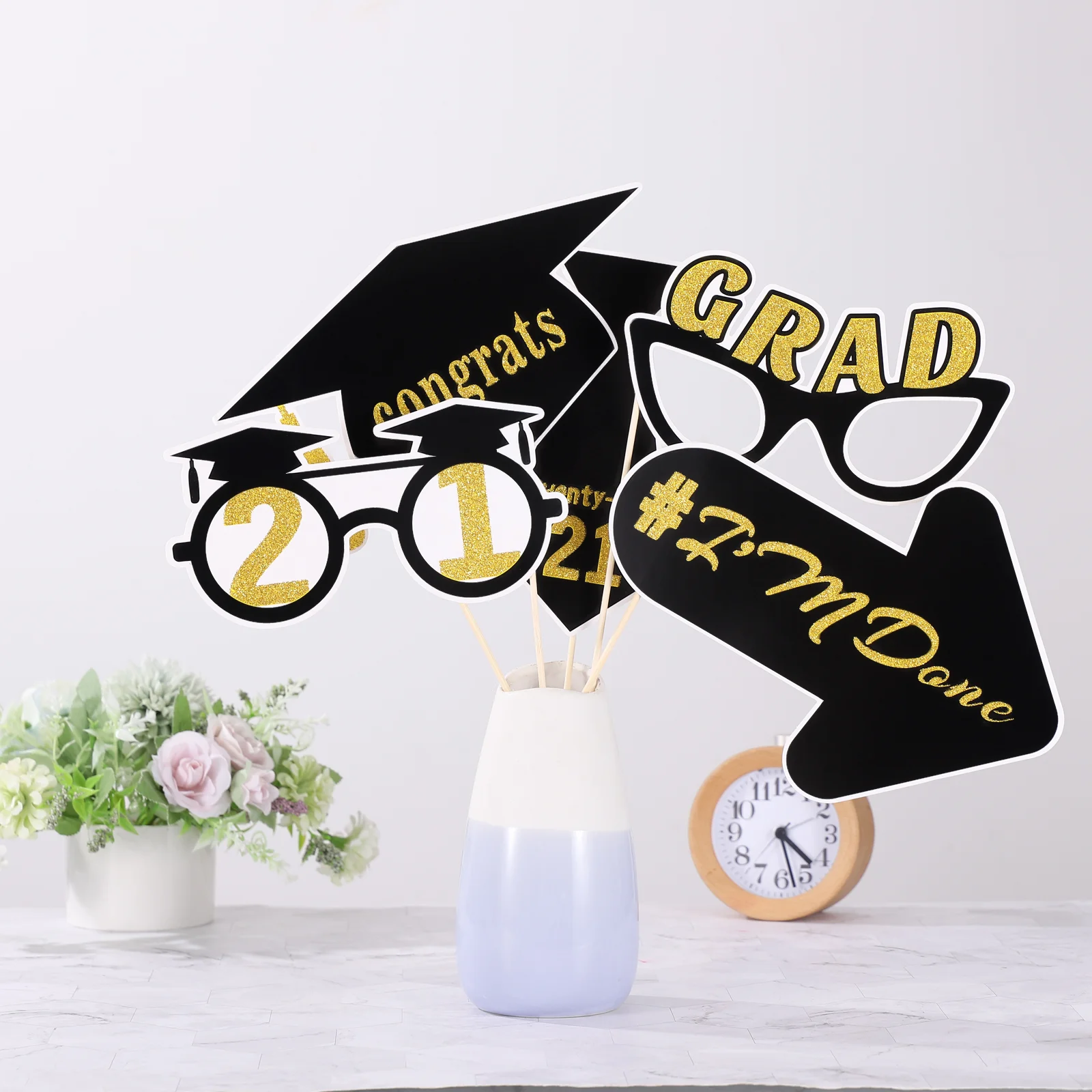 Graduation Party Props Photo for Graduates Handy Selfie Finish School Wooden Booth