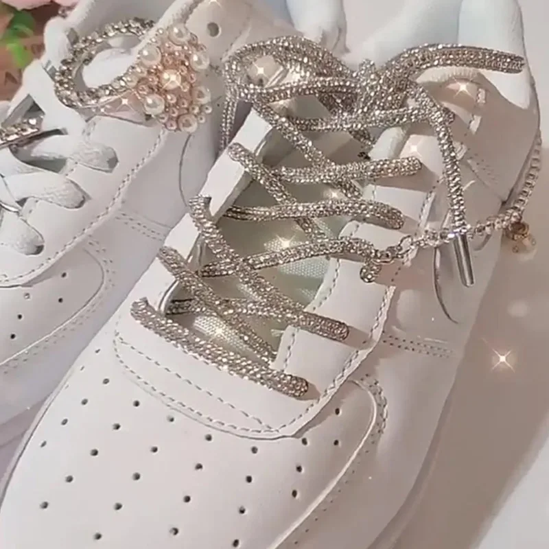 Rhinestone Shoe Lace 1 Pc 120cm Diamond ShoeLace Bright String Cross Braiding Strap DIY Drawstring