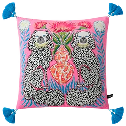 Elegant Pink Velvet Throw Pillow Cover with Tassel Accents - 18x18 Decorative Cushion - 60x60cm(24 Inch) (As picture)
