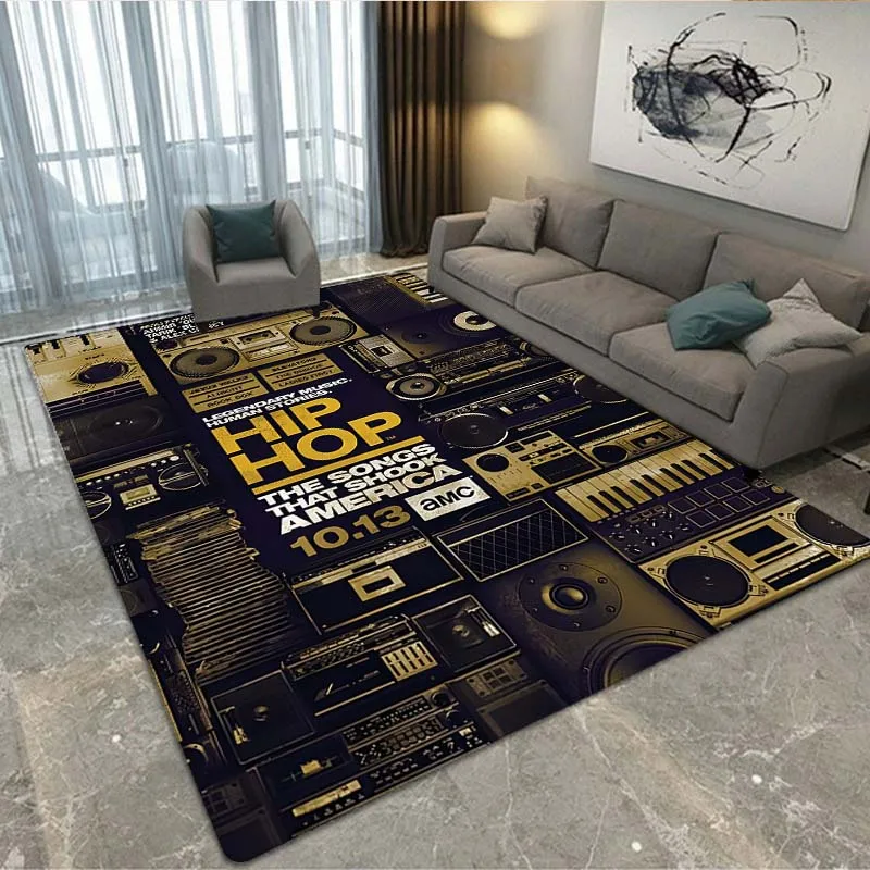 

3D Music Tape Retro Pattern Carpet Living Room Sofa Bed Carpet Home Decor Bedroom Hallway Floor Mat Birthday Cool Gift