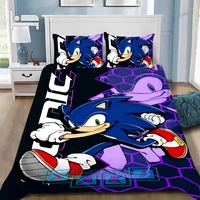 Housse de couette 3D exquise avec motif de dessin animé Sonics, ensemble de literie à impression numérique, couette, lit, cadeau pour les jeunes, les filles et les garçons 3