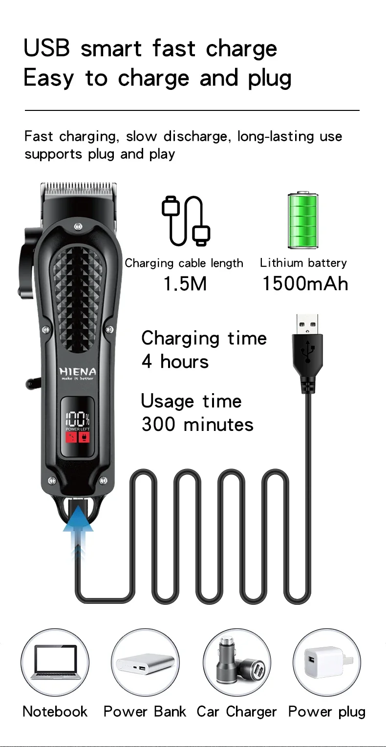 Professional Hair Clipper And Trimmer Kit For Men Rechargeable_voghion.com