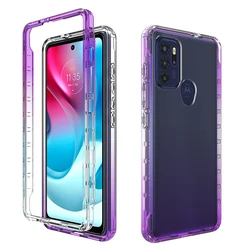 Vibrant Candy Color Shockproof Phone Case - Hybrid Transparent Dual Layer Protection - Moto G60S (PURPLE)