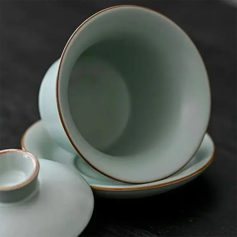 Japanese Kung Fu Tea Set Retro Travel Portable Ru Kiln Gift Box Outdoor Teapot Cover Bowl Camping with Cup and Water Bottle