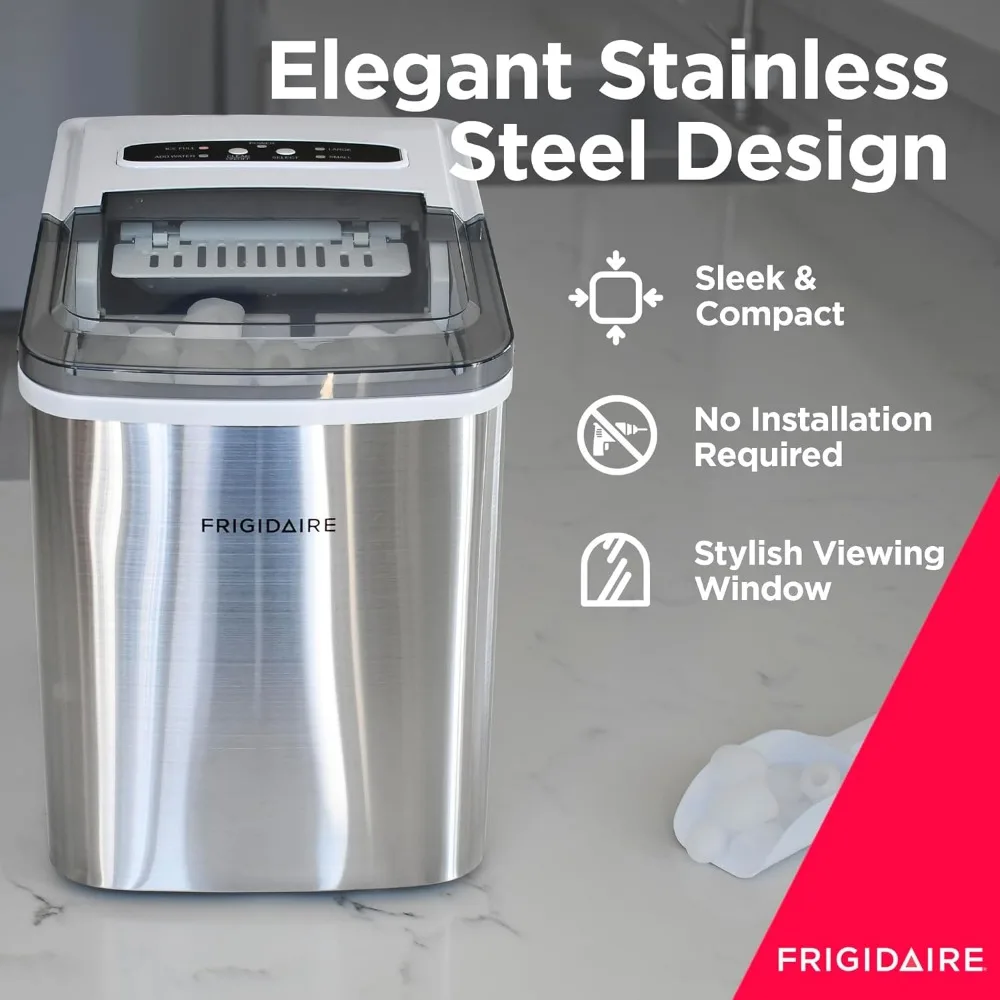 Countertop Ice Maker, Compact Machine, 26 lbs per day, Stainless 3