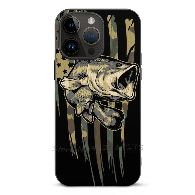 Camo Us Flag Bass Fishing Phone Case For Iphone 14 13 12 11 Plus