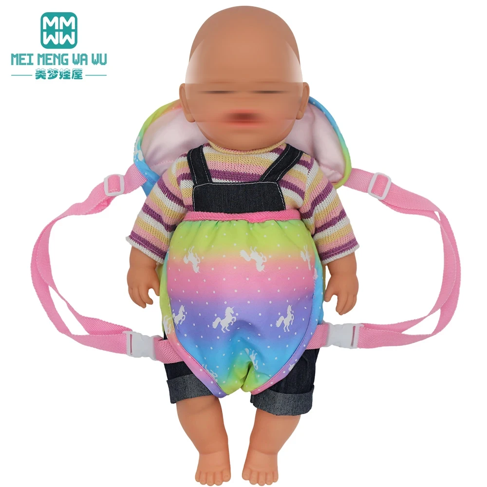 Doll accessories for 15-17inch new born doll backpack seat towel blanket Toy diaper baby Panties bag 5