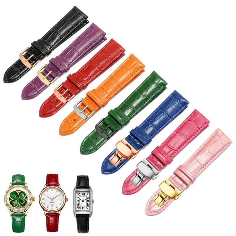 12 14 16 18 20 22 24Mm Cinturino In Vera Pelle Per Franck Muller Cartier Longines Dw Fibbia A Farfalla Catena Per Orologi Da Donna