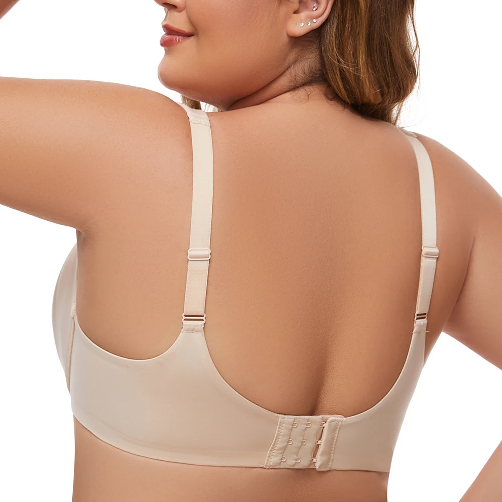 Smooth Back Plus Size Underwire Bra Minimizer Full Coverage Seamless Unlined Bras Women Unpadded Daily Wear Support Sports Bras 5