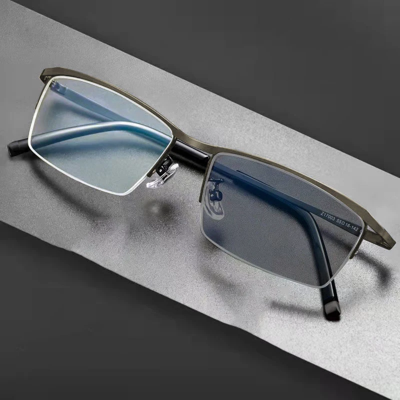 Vintage Business Half Frame Photochromic Myopia Glasses Metal Near Sight Eyeglasses Finished Minus Eyewear Diopter 0 To -6.0 4