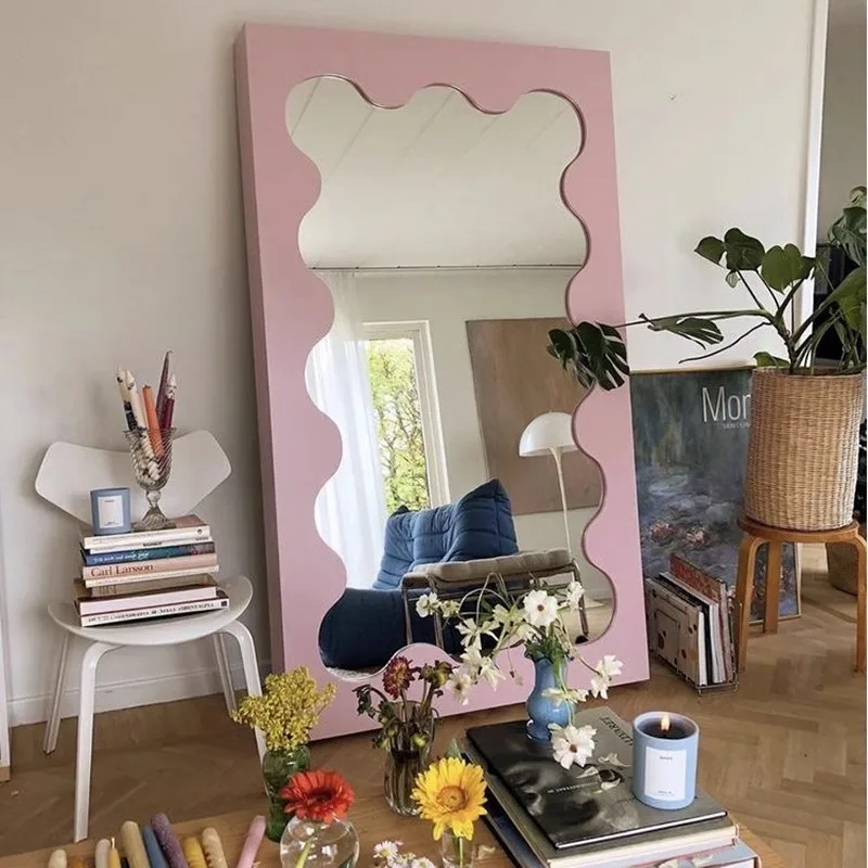 

Aesthetic Large Standing Decorative Mirrors Luxury Interior Cute Wavy Mirrors Design Salon Frame Specchio Da Terra Home Decor