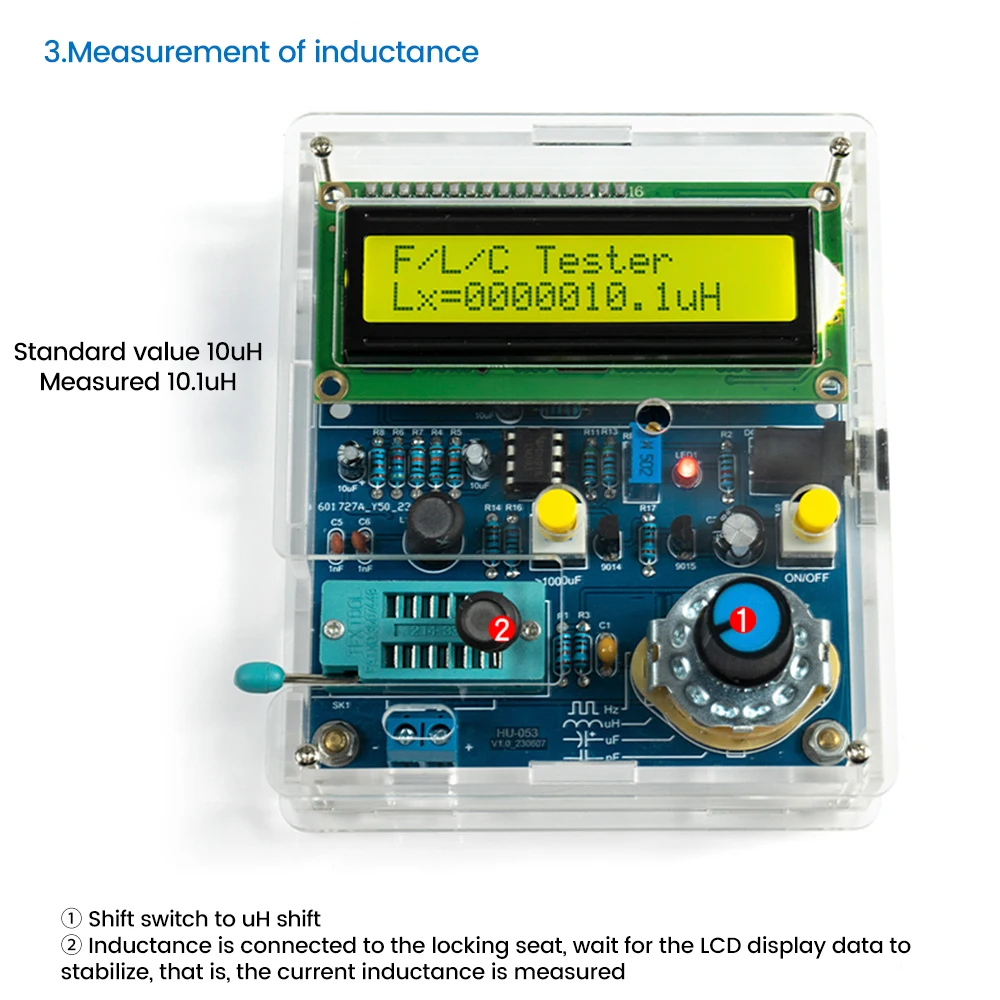 DC5V High Precision Digital Inductance and Capacitance Measuring Instrument LCD Frequency Meter with USB Data Cable DIY Kits