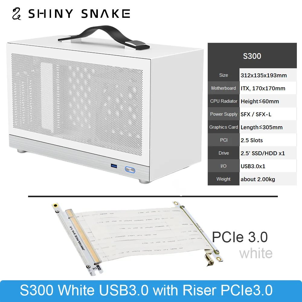 Shiny Snake S300 Itx Chassis Portable Desktop White Mini