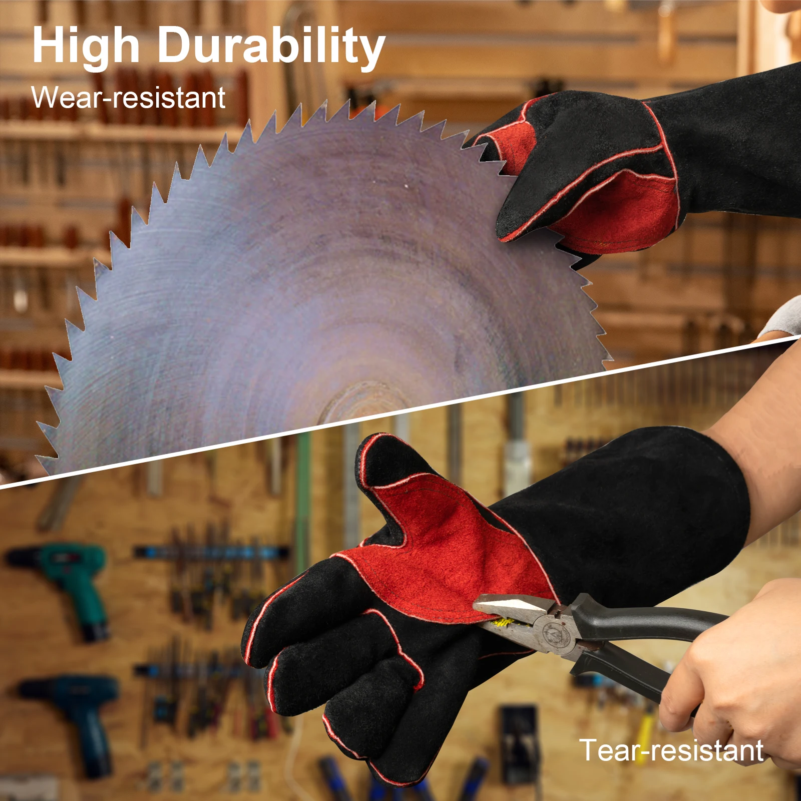 ARCCAPTAIN Welding Gloves Work Welder's Cowskin Leather Barbecue Glove Grill BBQ Garden Protective Heat Resistant Long Sleeve welding gloves