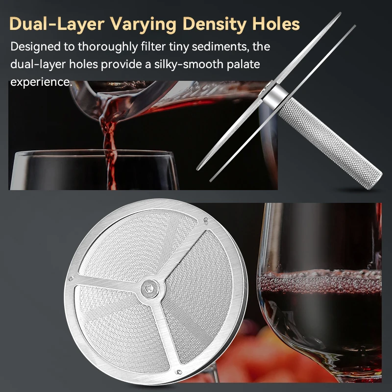 Wine aerator decanter pourer whiskey decanter set 304 stainless steel funnel Double old wine filter stainless steel magic decanter dispenser aerator funnel with Sediment Strainer