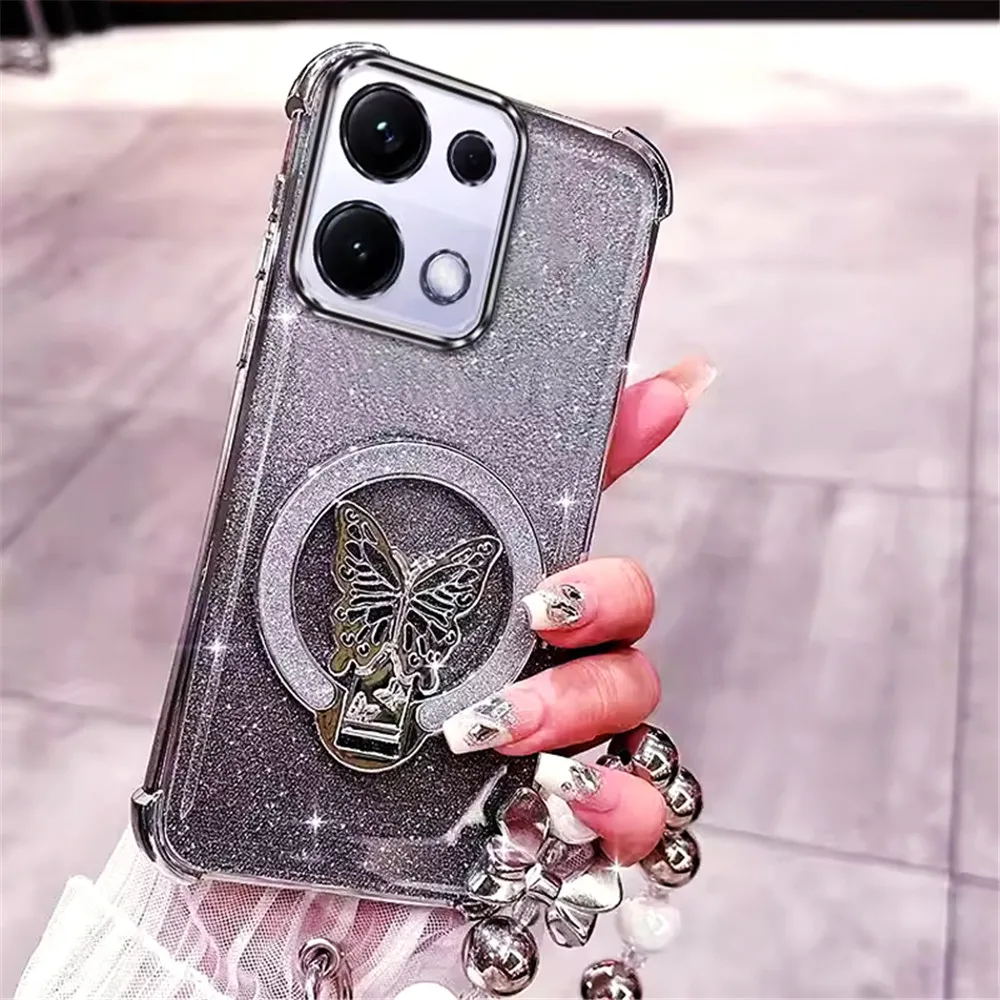Enhanced Beaded Butterfly Glitter Phone Case – Shockproof Soft Cover