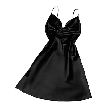 موضة المرأة فستان طويل الصيف السباغيتي الساتان حفلة امرأة فستان الشمس الخامس الرقبة ميدي رداء الملابس حجم كبير فساتين الإناث 5