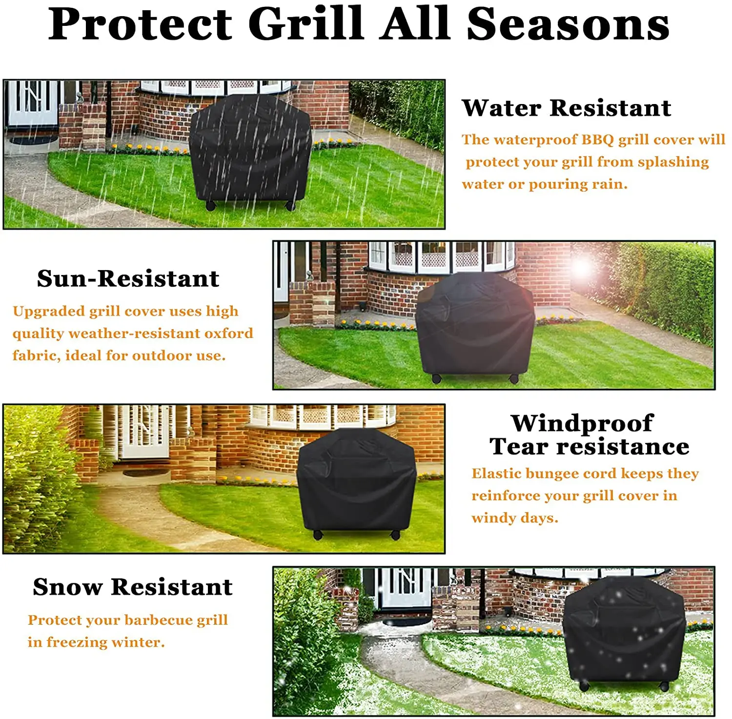 Outdoor Waterproof BBQ Cover 210D BBQ Accessories Grill Cover Anti Dust Rain Gas Charcoal Electric Barbeque Grill Protection