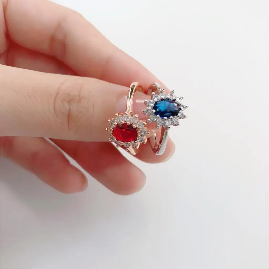 Silver Ring Wedding Rings Finger Rings Womens Ring Ring Jewelry Signet Ring Diana Ring For Women Princess Style Blue Crystal Zircon