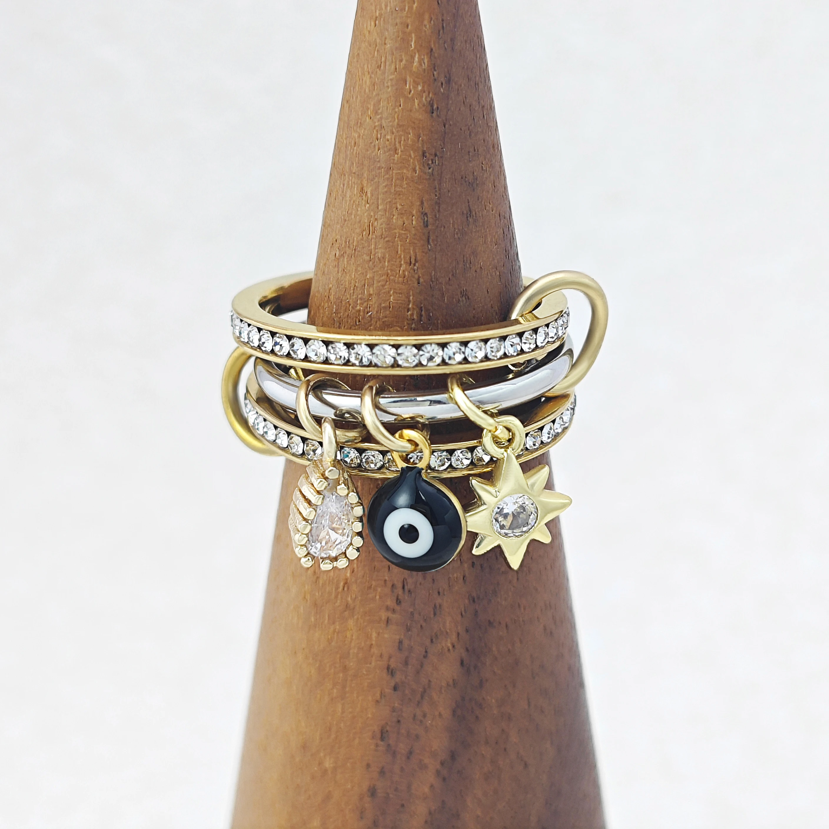 Spinelli Kilcollin Ringe mit bunten bösen Augen Charms für Frauen Hexagramm Anhänger Gold Farbe Edelstahl Ring Schmuck Geschenke – Detail 5