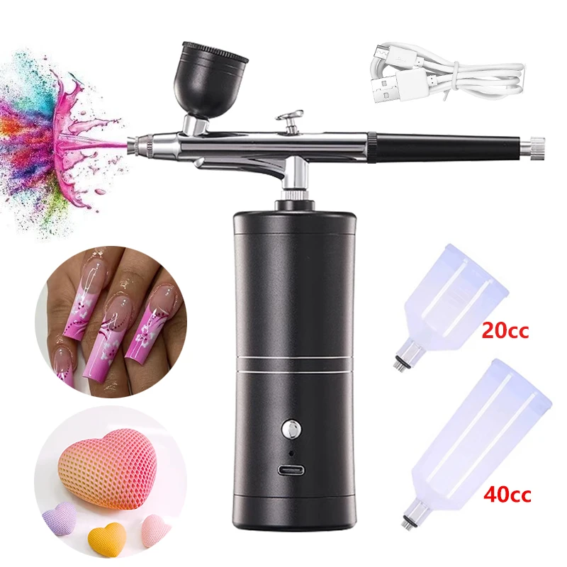Airbrush Nail Portable Rechargeable Wireless Airbrush With Compressor Single Action Spray Gun for Face Beauty Nail Art 23