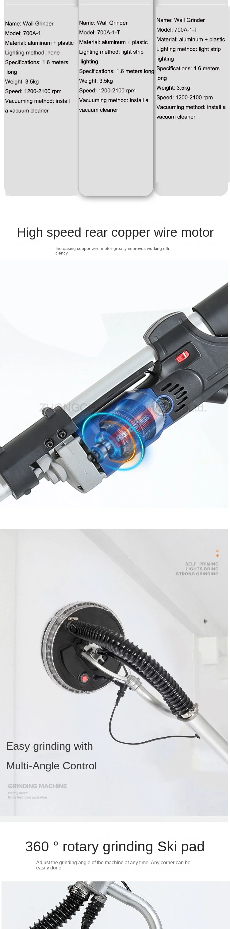 Wall Grinding Machine Putty Powder Grinding Long Rod Wall Grinding Polishing Mac