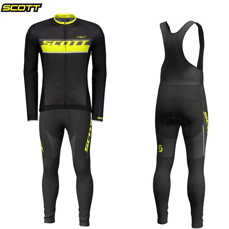 

SCOTT Men's Cycling Jersey Long Leg Set Clothes Sleeve Breathable Clothing Sleve Man Bicycles Bib Automn Maillot Pants Bike Suit