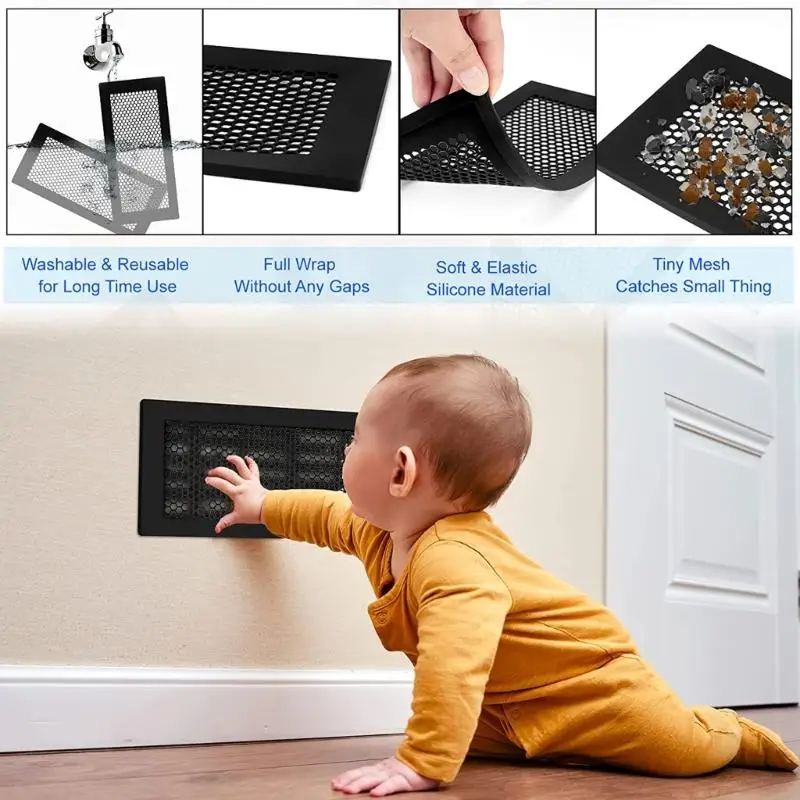634F Baby Proofing Vent Cover Child Proof Safety Air Vent Cover Debris Hair Catcher