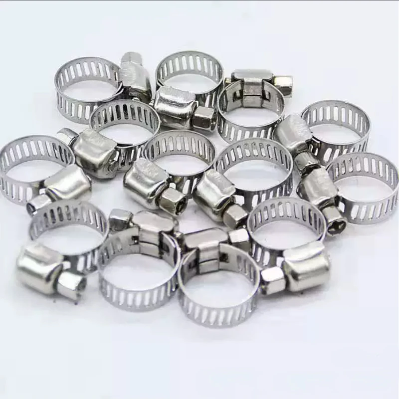 10pcs 8mm-44mm 304 Stainless Steel Mini Fuel Line Pipe Hose Clamp Clip for Air Hose Water Pipe Fuel Hose Silicone