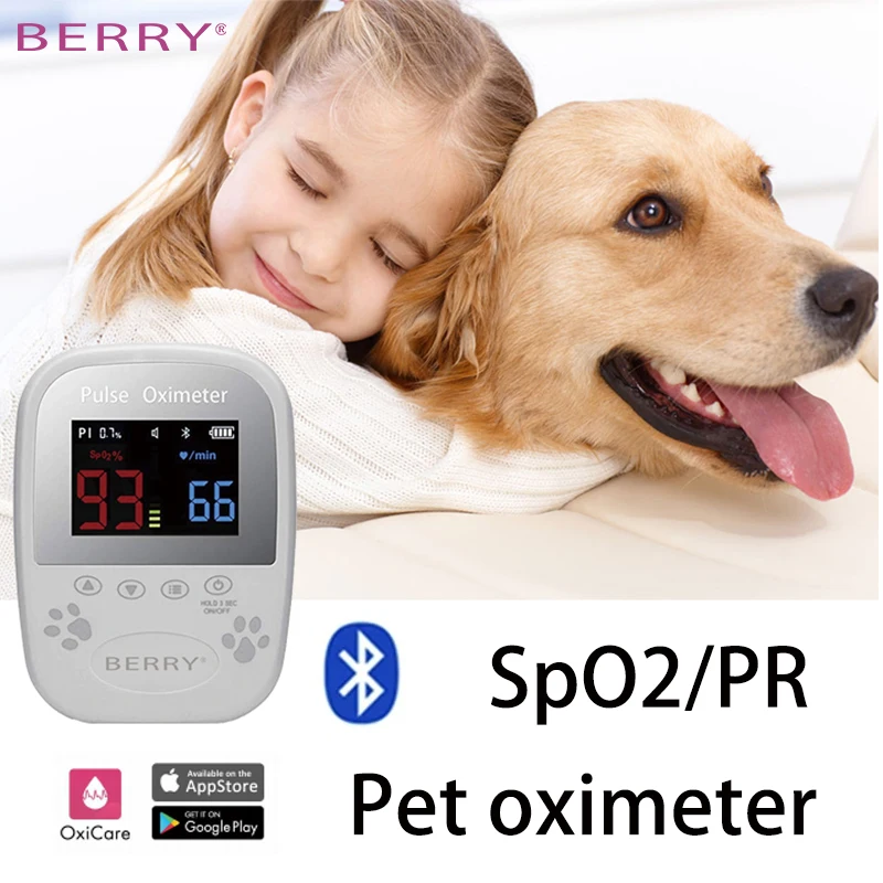 BerryVeterinaryMonitorPetsDogUseBluetoothPulseOximeterSPO2