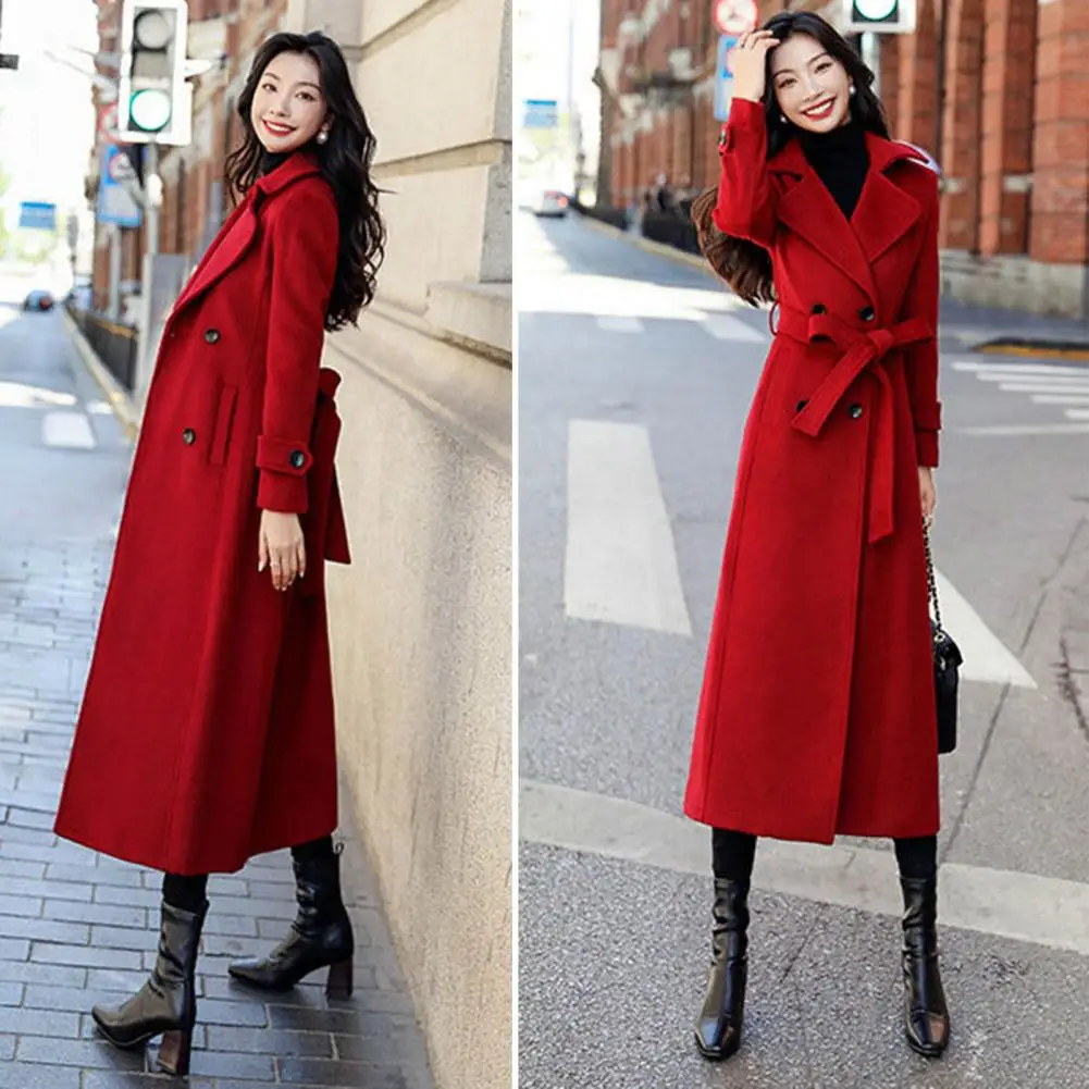 

High Quality Winter Cashmere Long Coat Vintage 2023 Autumn Plus Size Warm Thicken Woolen Coat Black Jacket Women Party Outwears