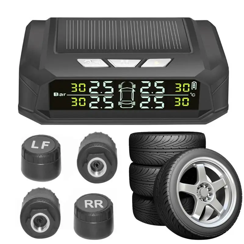 

RV Tire Pressure Monitoring System Digital LCD Display Tire Pressure Monitoring System Wireless Solar TPMS Tire Pressure Monitor