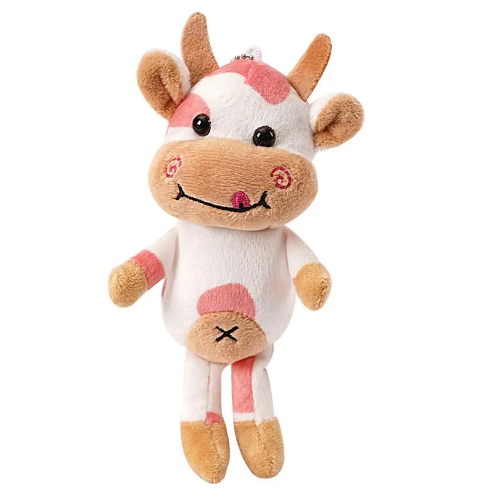 Plushie Milk Cow Plush Keyring Soft PP Cotton Plush Spotted Cow Key Chain Creative Cute Animal Stuffed Doll Keychain Bag Pendant