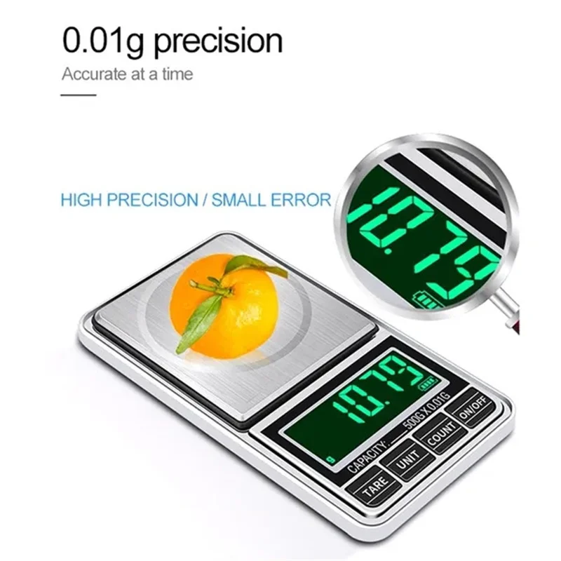 Portable Mini Pocket Jewelry Scale USB Rechargeable Digital Electronic Jewelry Scale High Precision Mini Portable LED Balance