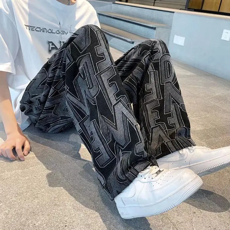 Pants Men Handsome Hip Hop Stylish All-match Streetwear Loose Ins Teens Ulzzang Casual Summer Newly Штаны Cool Design College