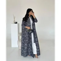 KAF Women Fashion Abaya Vintage Printed Cardigan Design Loose Large Size Elegant Female Luxury Robe Spring Autumn Model 5