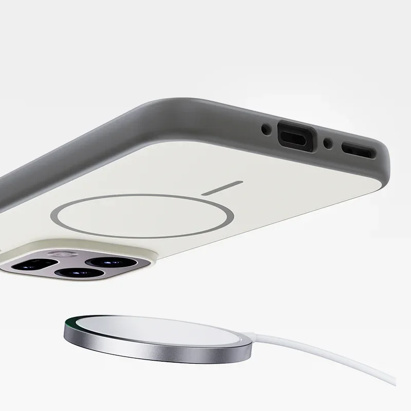 Magnetic Dual-Color Matte Phone Case with Metal Button and Skin Feel Finish