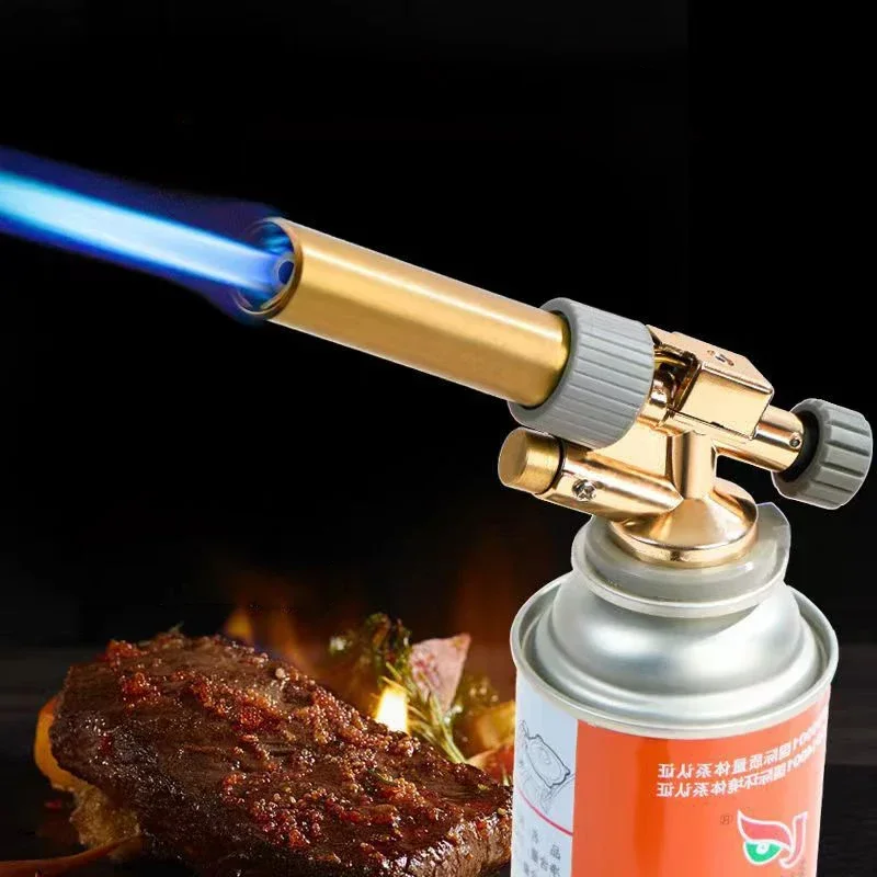 Copper Welding Gas Torch Flame Gun Butane Burner Lighter Portable Outdoor BBQ Flamethrower Welding Equipment Kitchen Ignition