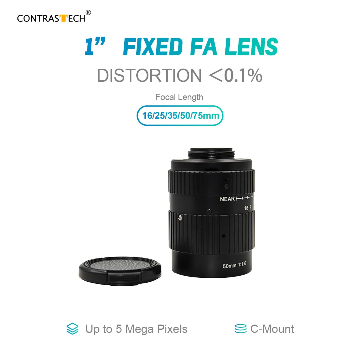 고정 초점 거리 5MP 렌즈 1인치 카메라 C 마운트 렌즈 F1.4 수동 조리개 산업용 감시 및 머신 비전 렌즈