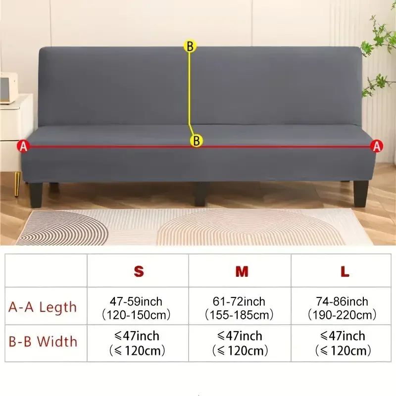 1PC Stretch Sofa Bed Cover Classic Solid Color Armless Sofa Covers Removable Dust-proof Slipcovers for Living Room Hotel Decor 2