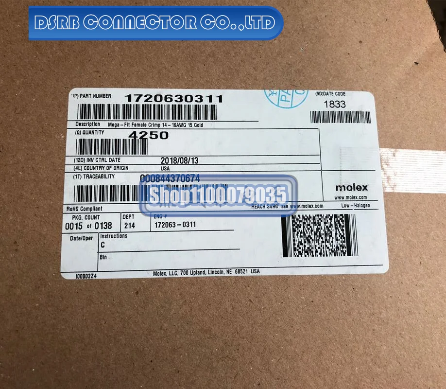

50 шт./лот 172063-0311 1720630311 терминал 100% новый и оригинальный