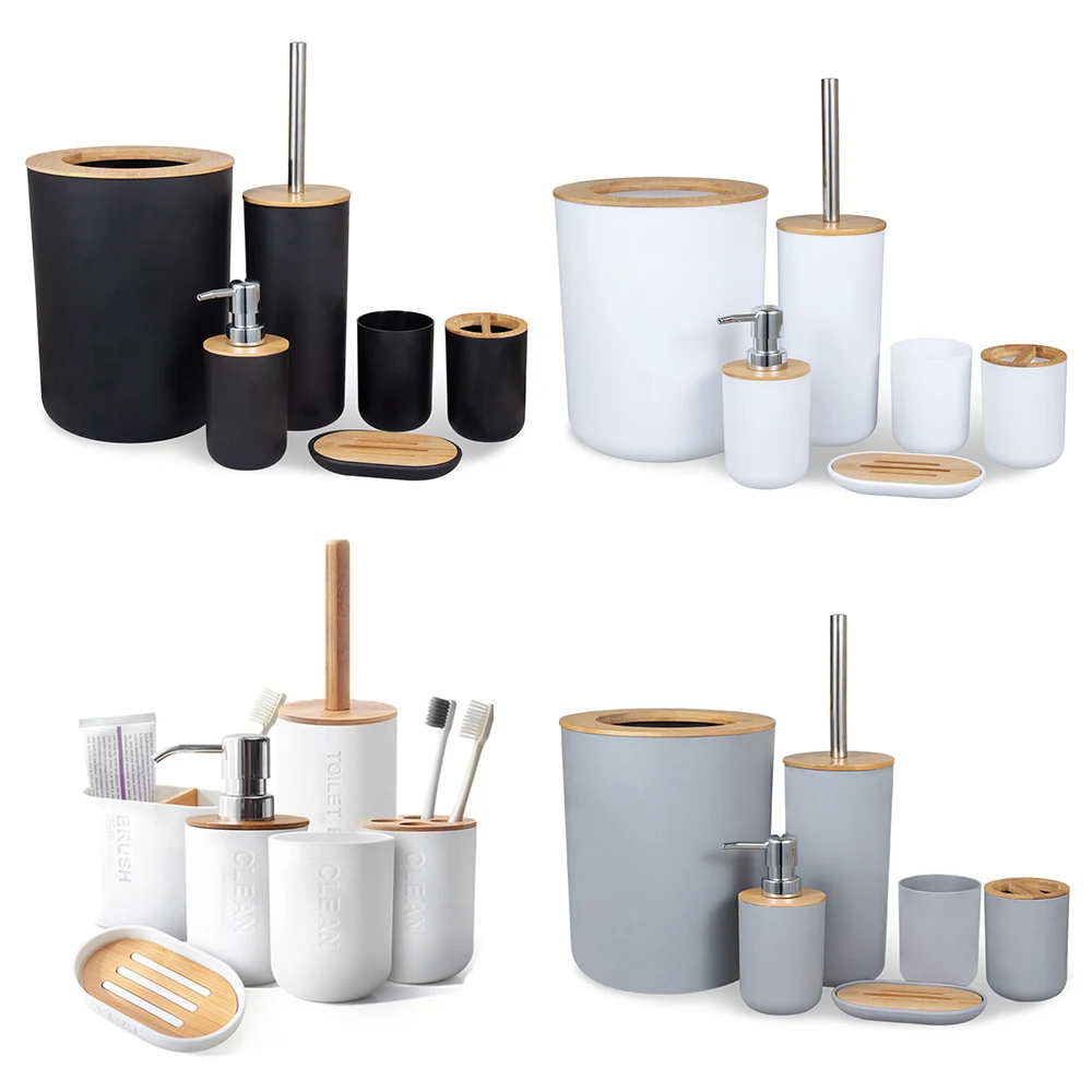Bathroom Accessories Soap Dispenser Bottle Dish Washroom Garbage Can Toothbrush Holder Cup Suit Lotion Rack Toilet Brush 1pc