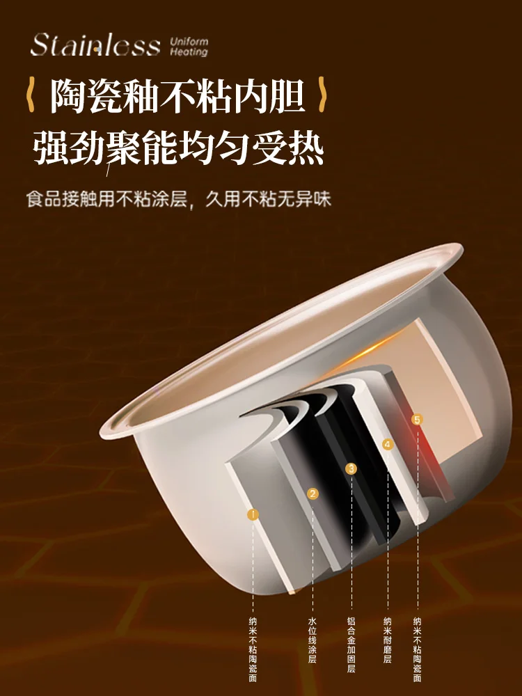 Changhong double-gallon rice cooker 5L household multi-functional non-stick pot dual-control rice cooker smart cooking 2