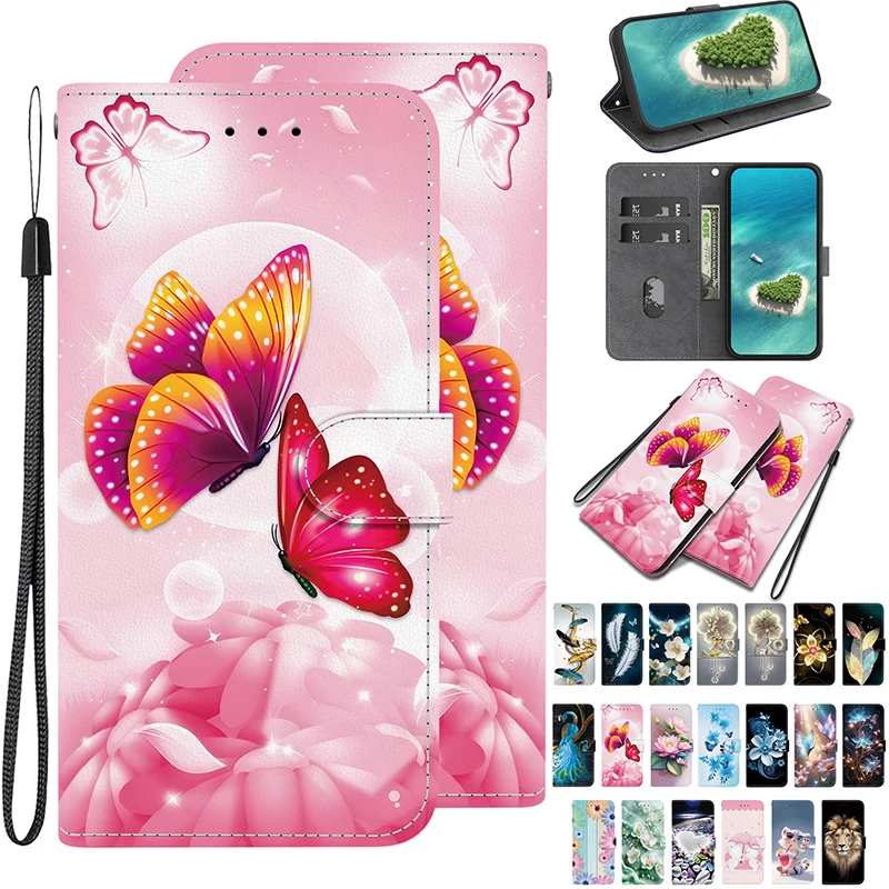 Leather Wallet Phone Case with Lanyard Feature