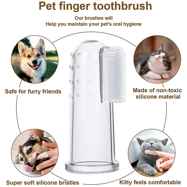 Dog Toothbrush Soft Silicone Fingerbrush for Dogs Teeth Cleaning Pet Dental Care Dental Health Tooth Brush for Small Large Dogs 2