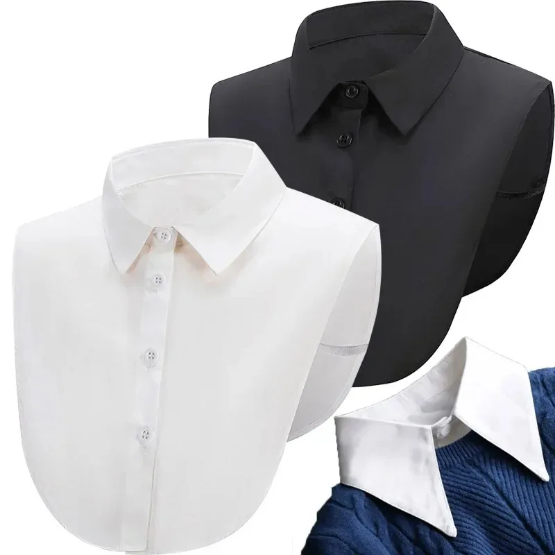 Women's Cotton Fake Collar Shirt Detachable Black White Collars Fashion Solid Color False Blouse Unisex Clothing Accessories fake collar,detachable collar shawl